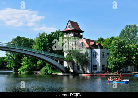 Isola della Gioventù, Insel der Jugend, Sprea, Treptow, Berlino, Germania Foto Stock