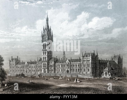 I nuovi edifici dell'Università di Glasgow a Gilmorehill, secolo XIX, Glasgow, Scozia Foto Stock