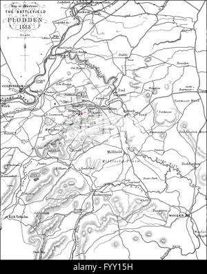 La battaglia di Flodden campo o la Battaglia di Branxton, 1513, Northumberland, Inghilterra Foto Stock