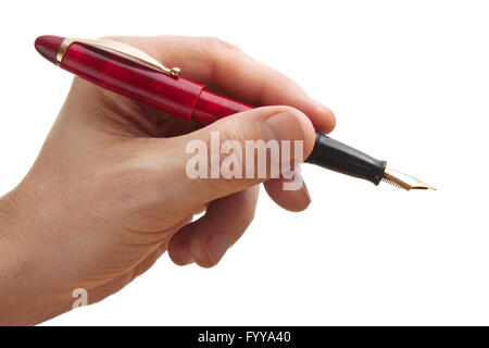 penna in mano Foto Stock