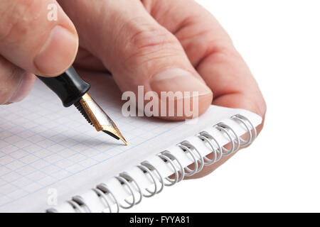 penna in mano Foto Stock