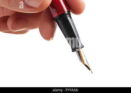 penna in mano Foto Stock
