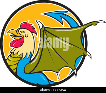 Basilisk ala di pipistrello Cartoon cerchio Foto Stock