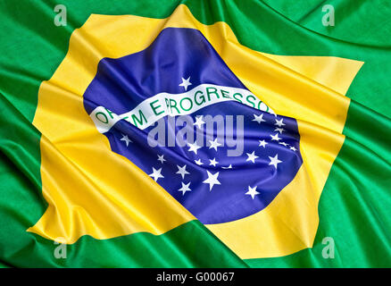 Vero tessuto bandiera del Brasile Foto stock - Alamy