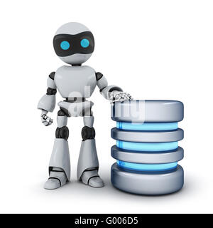 Il robot e il database di abstract (fatto in 3d) Foto Stock