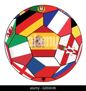 Pallone da calcio con la bandiera della Spagna nel centro Illustrazione Vettoriale