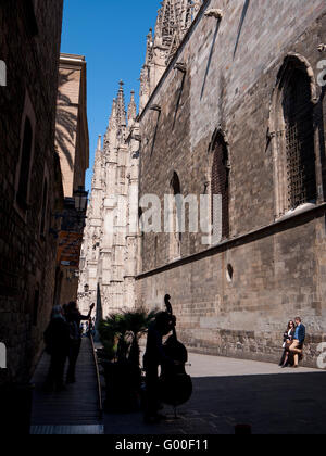 Exteror della cattedrale di Barcellona (Cattedrale di Santa Croce di Santa Eulalia) Foto Stock