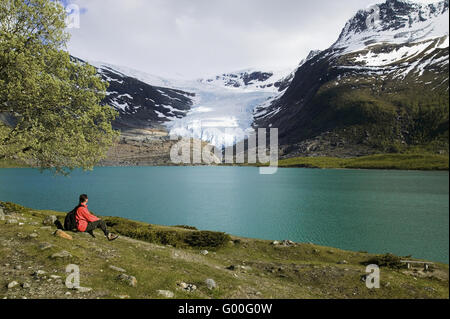 Il ghiacciaio Svartisen Norvegia Foto Stock