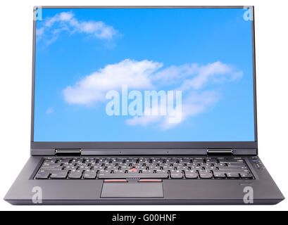 Computer portatile (notebook) con sky sfondi per il desktop Foto Stock