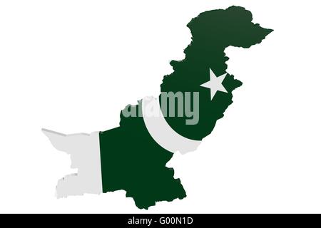 Il pakistan Bandiera Mappa Foto Stock