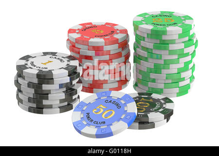 I gettoni Casino pila, 3D rendering isolati su sfondo bianco Foto Stock