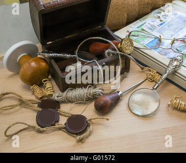 Accessori per posta elettronica, retro Foto Stock