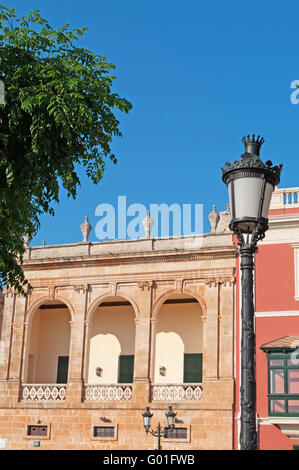 Minorca isole Baleari: Ciutadella, dettagli di Torre Saura Palace, uno dei principali luoghi di interesse turistico della città Foto Stock