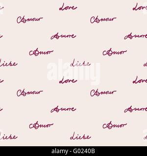 Seamless pattern amore di ortografia in rosa, vettore Illustrazione Vettoriale
