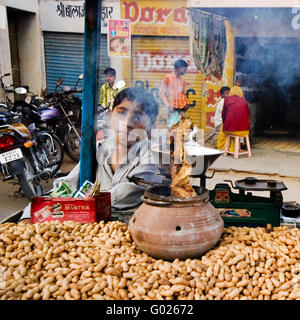 Boyon indiano un mercato, vende i dadi, Nord India, India, Asia Foto Stock