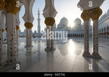 Abu Dhabi Sheikh Zayed Grande moschea. Foto Stock