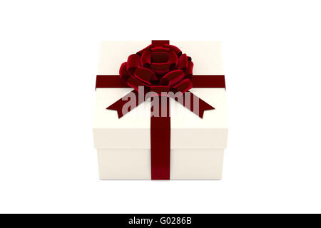 Presente confezione regalo con nastro rosso Foto Stock