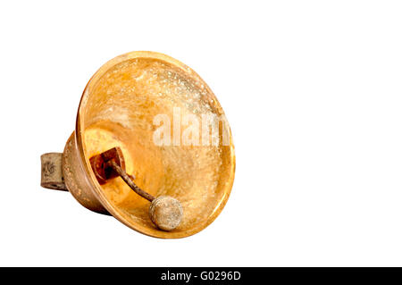 In ottone antico canto campana isolata su uno sfondo bianco Foto Stock