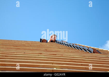 Copritetti sul tetto. Foto Stock