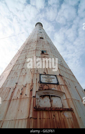 1881 faro in Lengkuas, Isola di Bangka Belitung, Indonesia. Foto Stock