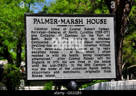 Bagno, North Carolina: stato segno storico presso il c. 1744 Il colonnello Robert Palmer House * Foto Stock