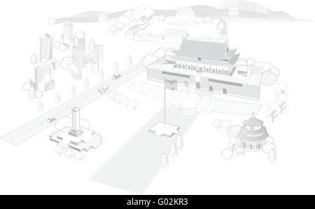 Città di linea - Mono Illustrazione Vettoriale