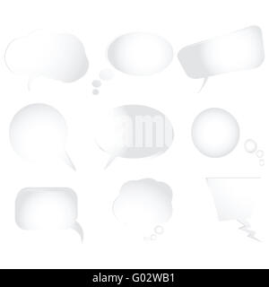 Raccolta di testo stilizzato bolle, vettore oggetti isolati su bianco Foto Stock