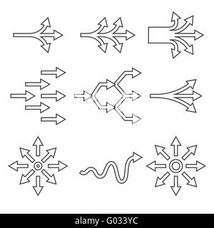 Complicare delineare icona impostare Illustrazione Vettoriale