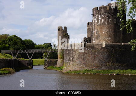 Castello di Caerphilly in Galles Foto Stock