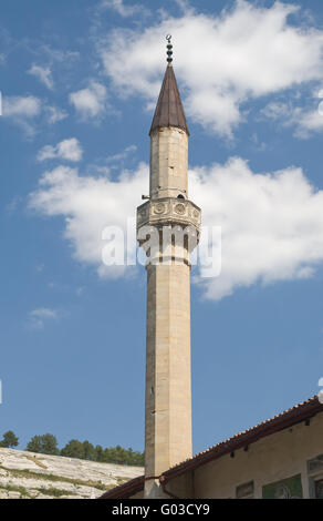 Minareto della moschea di Bakhchisaray palace, Crimea Foto Stock