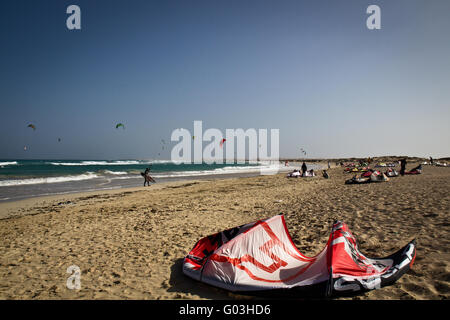 Capo Verde, kite beach, kite surf, sport acquatici Foto Stock