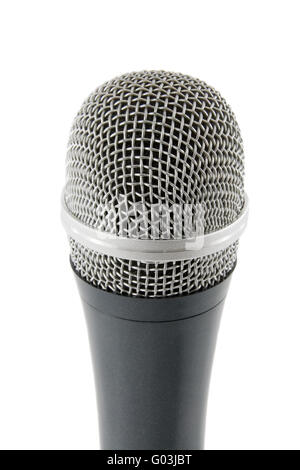 Wireless microfono d'argento isolato su sfondo bianco Foto Stock