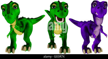 Un divertente cartoon dino - isolato su bianco Foto Stock