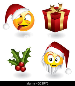 Emoticon di Natale ed elementi Foto Stock