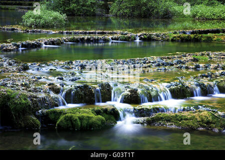 Le portate superiori del fiume Seille, Giura, Francia Foto Stock