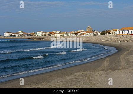 Baia del Mediterraneo a Saintes-Maries-de-la-M Foto Stock