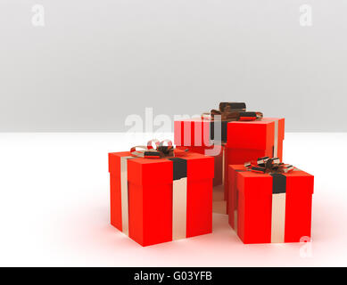 Red eleganti scatole di doni decorata da un golden t Foto Stock