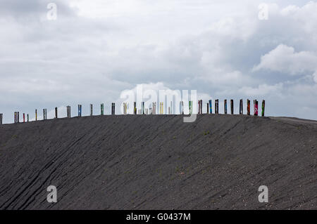 Totem presso il dump di data mining Haniel, Bottrop, Germania Foto Stock