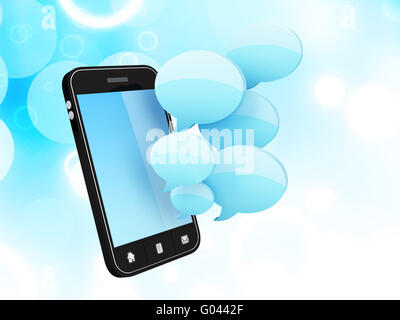 Smartphone con fumetti Foto Stock