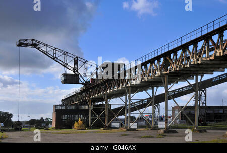 Ponte di carbone, disco di centrali elettriche a carbone, Esercito Peenemunde Research Center, centro di informazione per la storia e la tecnologia, Peenemunde, Usedom, Vorpommern-Greifswald, Meclenburgo-Pomerania Occidentale, Germania / Esercito Peenemünde Research Center, Peenemünde Foto Stock