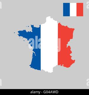 Mappa della Francia in bandiera francese stile di colori Illustrazione Vettoriale