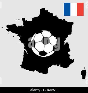 Mappa Francia con bandiera e pallone da calcio Illustrazione Vettoriale