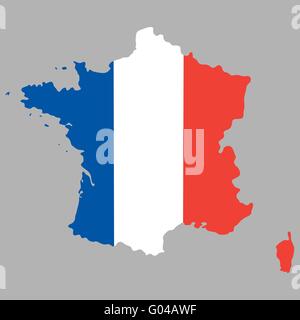Mappa di Francia con un ufficiale bandiera nazionale Illustrazione Vettoriale