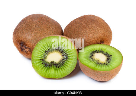 Fette di frutta ​​kiwi core è visibile su uno sfondo bianco. Foto Stock