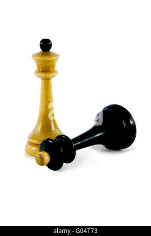 Scacchi. game over. isolato su sfondo bianco Foto Stock