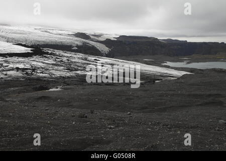 Uno dei ghiacciai di uscita (linguette sul ghiacciaio del Mýrdalsjökull tappo di ghiaccio Foto Stock