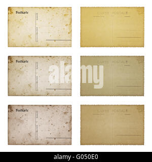 Cartoline vecchie, isolato su bianco Foto Stock