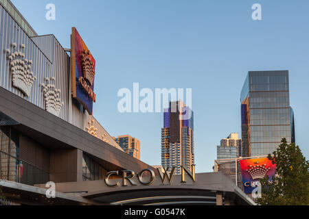 Melbourne CBD - Apr 17 2016: Crown Casino segni closeup. Foto Stock