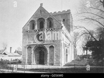 OXON: Iffley chiesa antica stampa 1897 Foto Stock