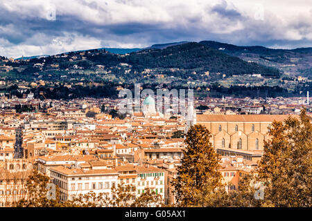 Viste mozzafiato dei palazzi e delle chiese di Firenze, Toscana Foto Stock